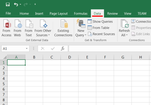 Figure 1 Microsoft Excel Data tab